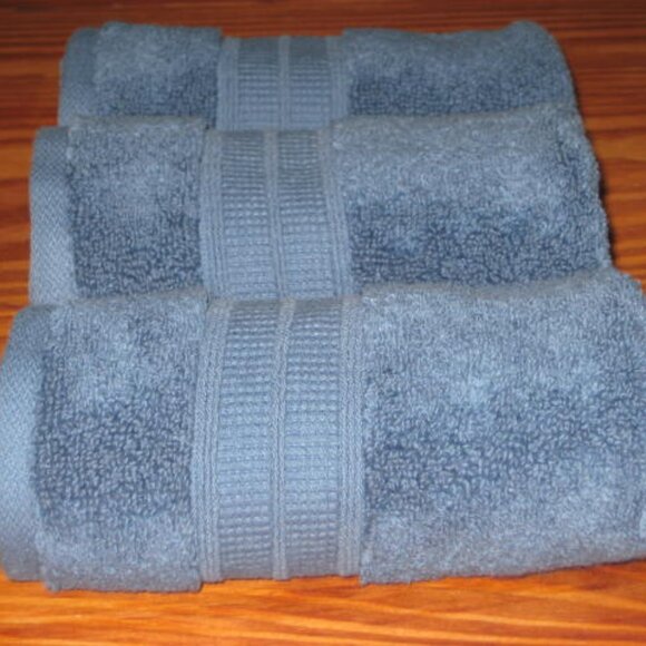 NEW Pottery Barn Hydrocotton Quick Dry 3 Blue Washcloths Cotton Made in Turkey - Picture 8 of 8